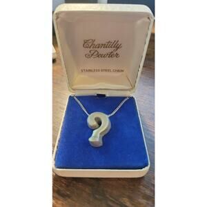 Vintage Chantilly Pewter Question mark necklace